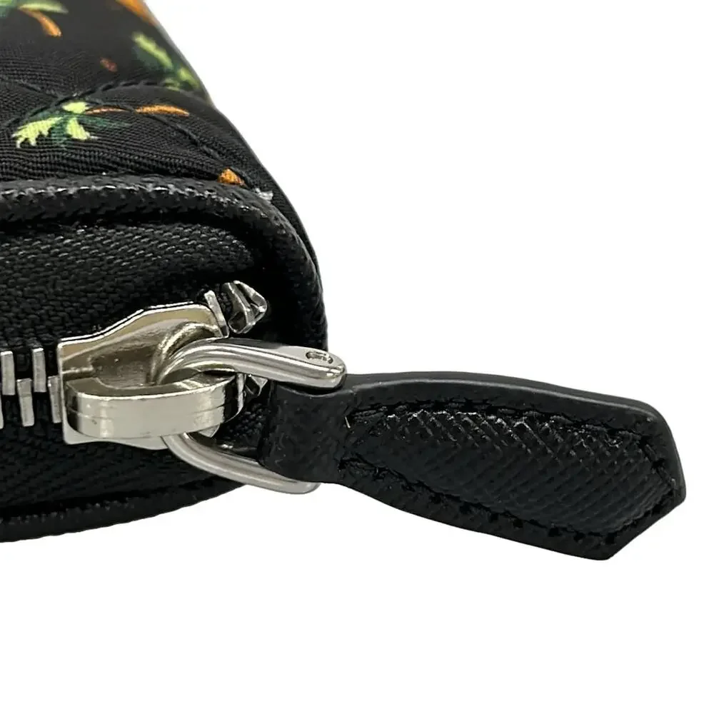 Prada Long Wallet 1ML506 Black Orange Green Nylon Leather - Picture 10 of 12
